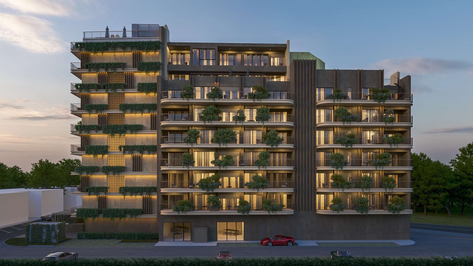 Green Tower Umag — render zgrade s ozelenjenom fasadom
